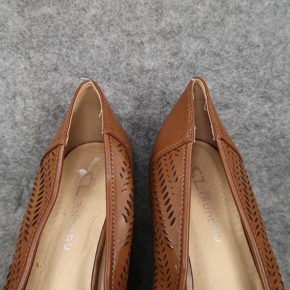 CL by Laundry Shoes Womens 9 Peep Toe Wedges Fashion Perforated Slip On Brown - Picture 3 of 12